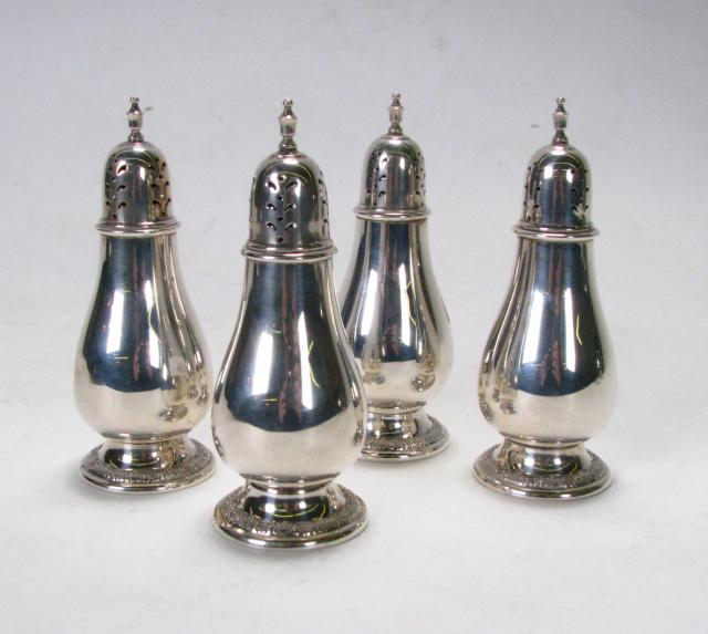 Two pair of sterling silver International Silver Prelude pattern salt