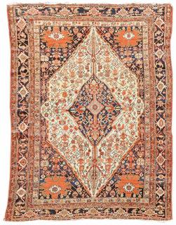 Ivory Field Sennah Rug early to mid 20th century cobalt