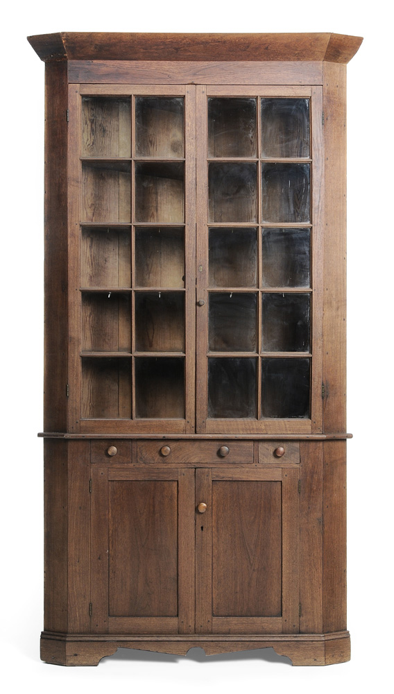 Southern Walnut Federal Corner Cupboard attributed to Fairfield County South