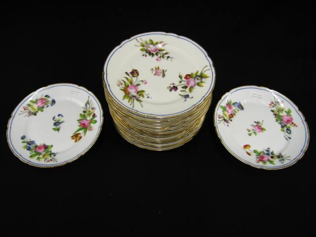 Rockingham Type Porcelain Dessert Set pair of low pedestal stands
