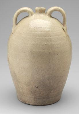 Alkaline glaze stoneware jug ovoid with incised ring 2 in