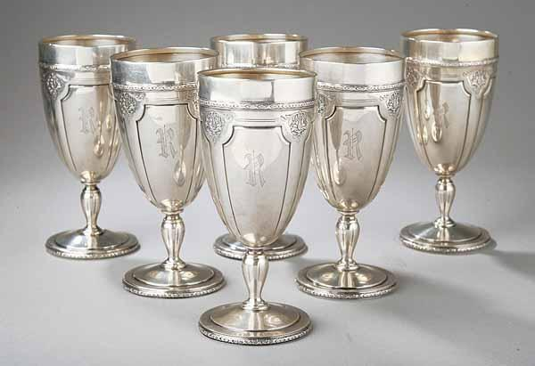 A Set of Six American Sterling Silver Goblets by Towle