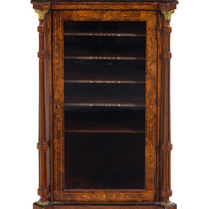 A Victorian Gilt Metal Mounted Burl Walnut Music Cabinet 19th