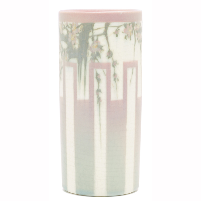 Unusual Rookwood vase cylindrical form in a Vellum glaze with
