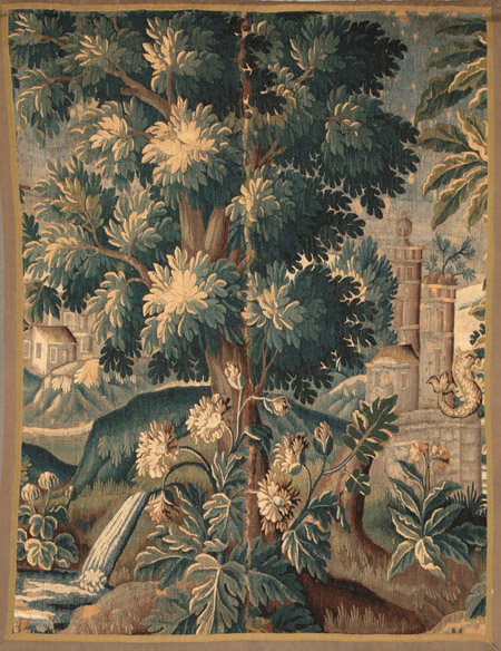 Flemish Verdure Tapestry Fragment 18th 19th Century Worked in hues