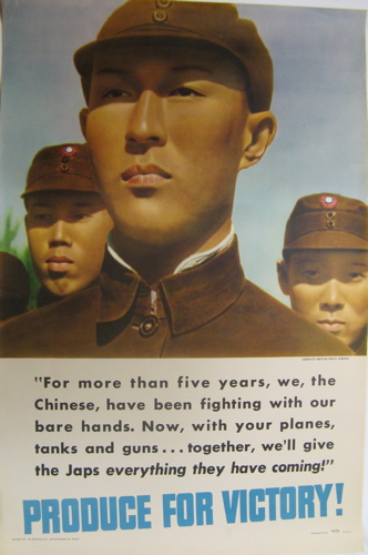 WORLD WAR II COLOR POSTER dated 1942 Produce for Victory