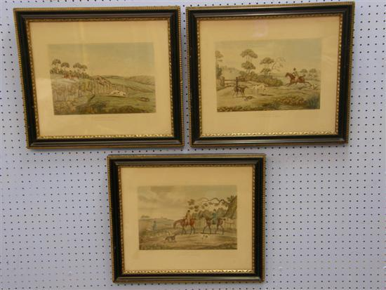 Three 19th century hunting prints published I W Laird London
