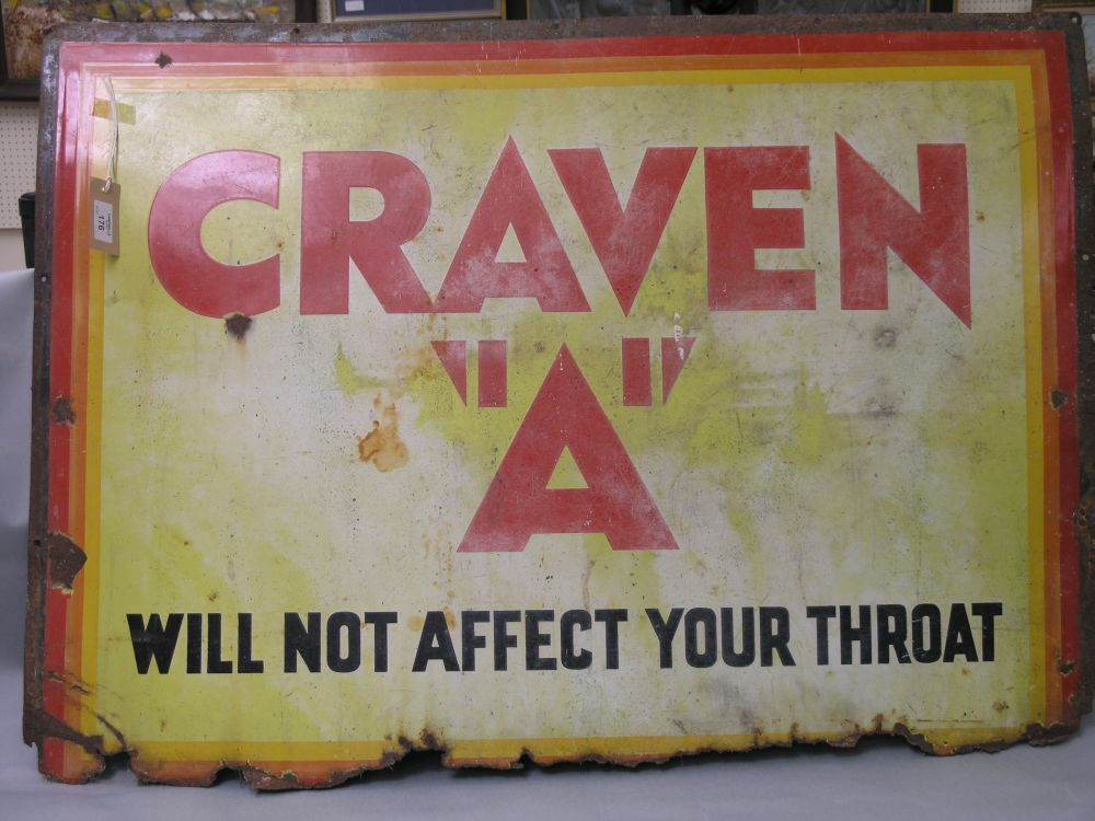 Five pre war enamel advertising signs two for Craven A