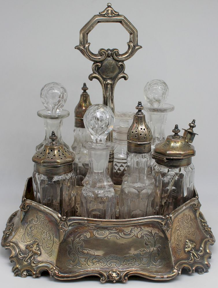 SILVER Mid 19th C Angell English Silver Cruet Set Includes
