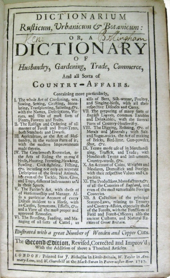 WORLIDGE JOHN attributed to Dictionarium Rusticum Urbanicum or A Dictionary