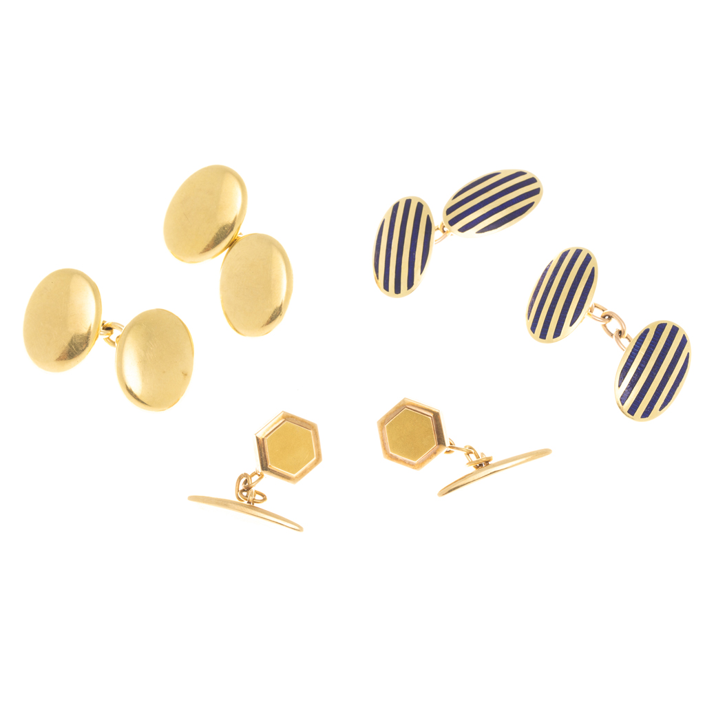 A collection of gentleman s cufflinks a pair with blue
