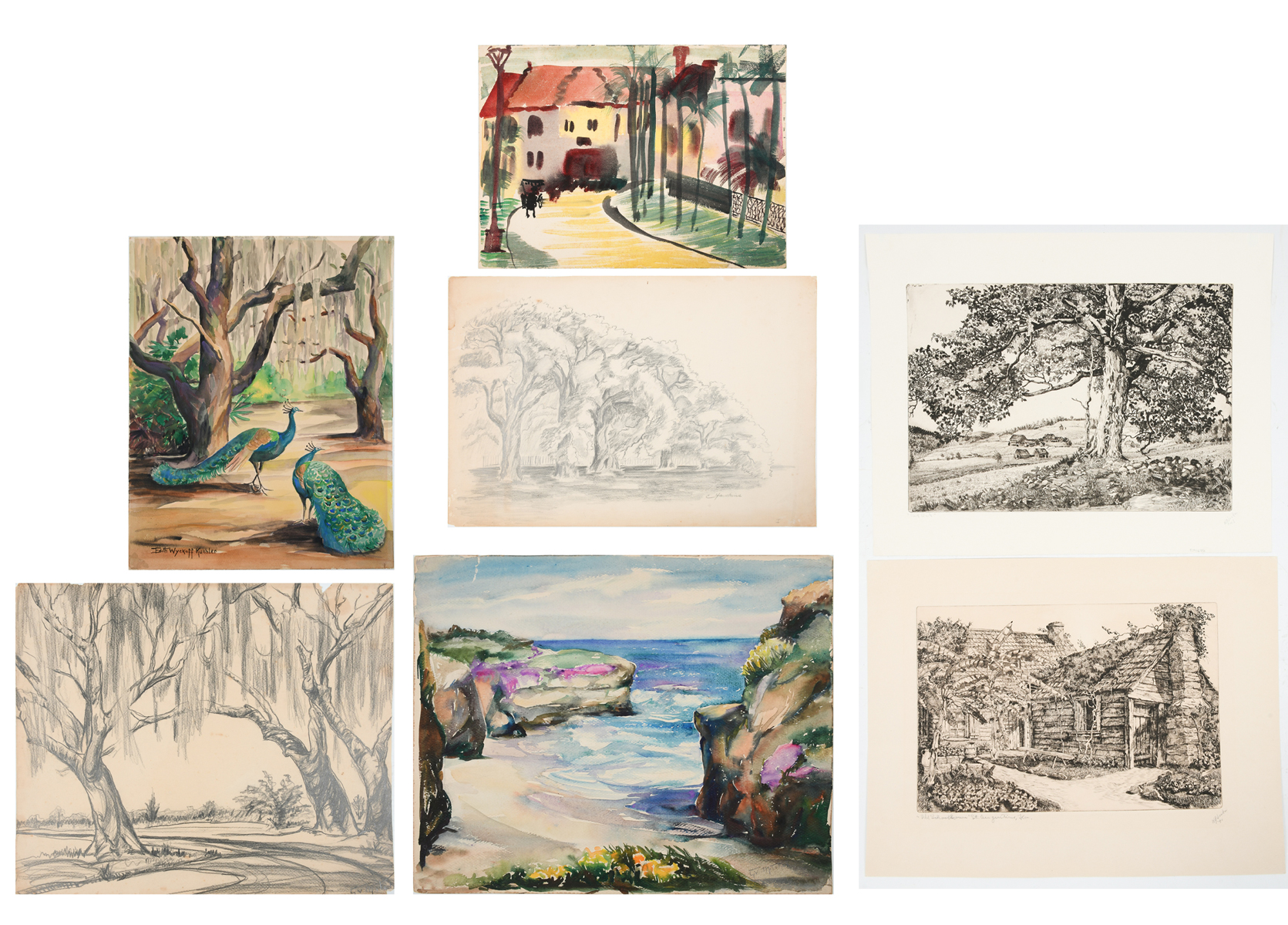 LARGE 8PC FLORIDA ART LOT 1 Louis Freund Dockside Scene