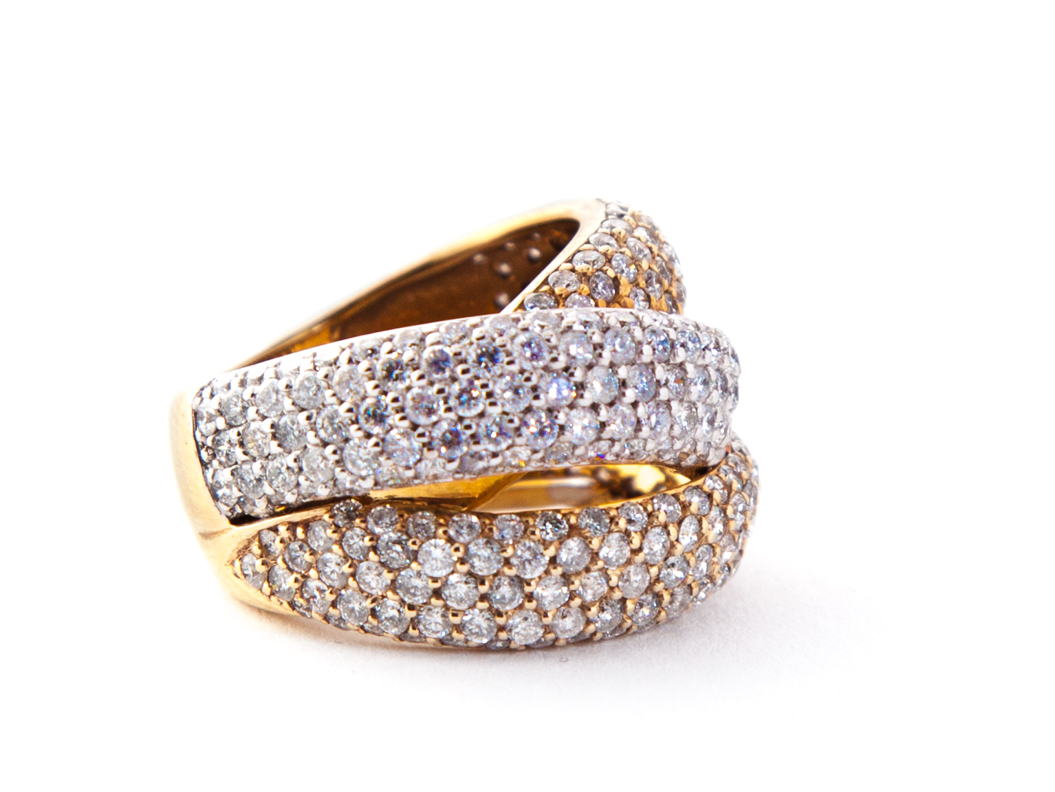 PAVE DIAMOND DOME SHAPED RING American 21st century Yellow and