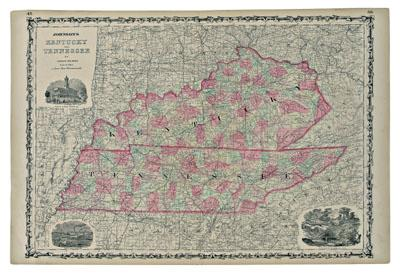 Two Kentucky and Tennessee maps from A J Johnson 39