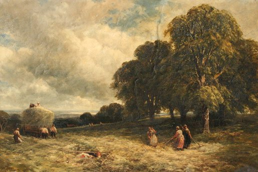 WIMPERIS Edmund Morrison British 1835 1900 Haymaking Scene in a