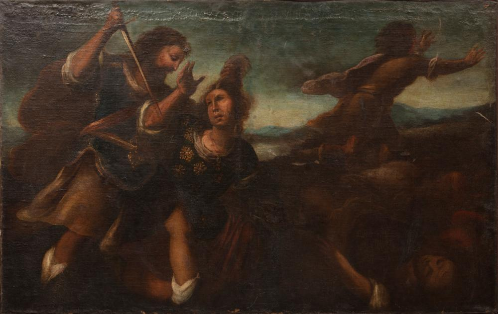 Continental School 19th c Massacre oil on canvas unsigned 36