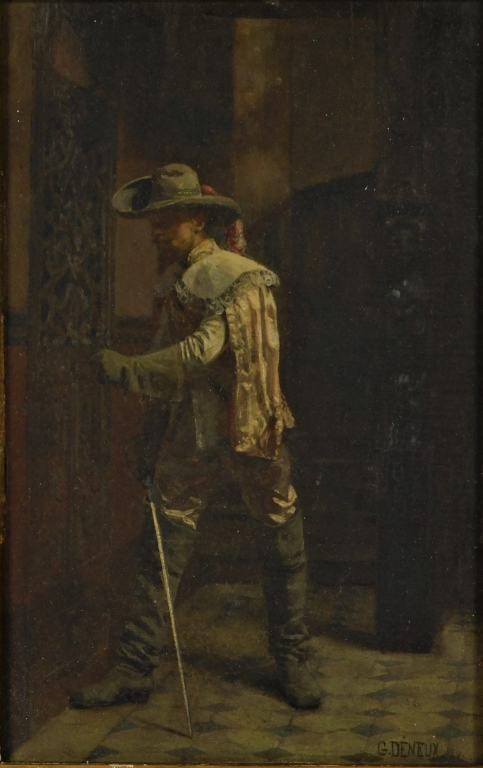 GABRIEL DENEUX INTERIOR GENRE CAVALIER PAINTING Gabriel Charlie DeneuxFrance b