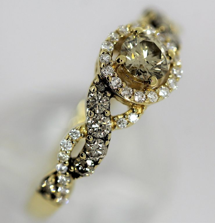 LeVian 14K Chocolate Vanilla Diamond Ring 20th Century Center 3CT