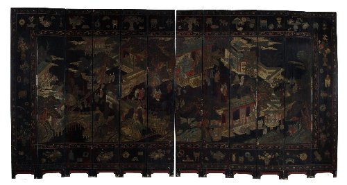 An important documentary twelve panel coromandel lacquer screen dated to