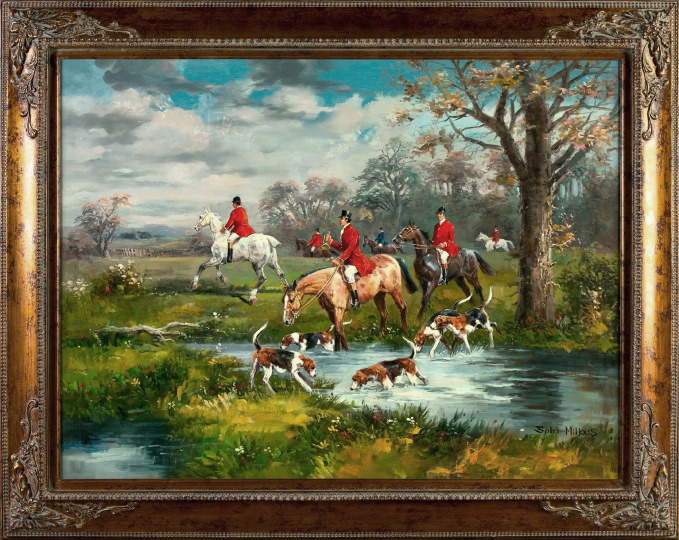 British School 21st Century The Hunt oil on canvas 36