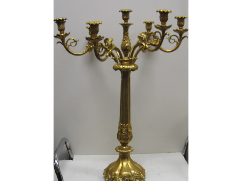 PAIR OF GILT BRONZE SEVEN LIGHT CANDELABRA Rococo style each