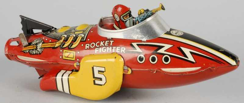 Tin Litho Marx No 5 Rocket Fighter Wind Up Toy