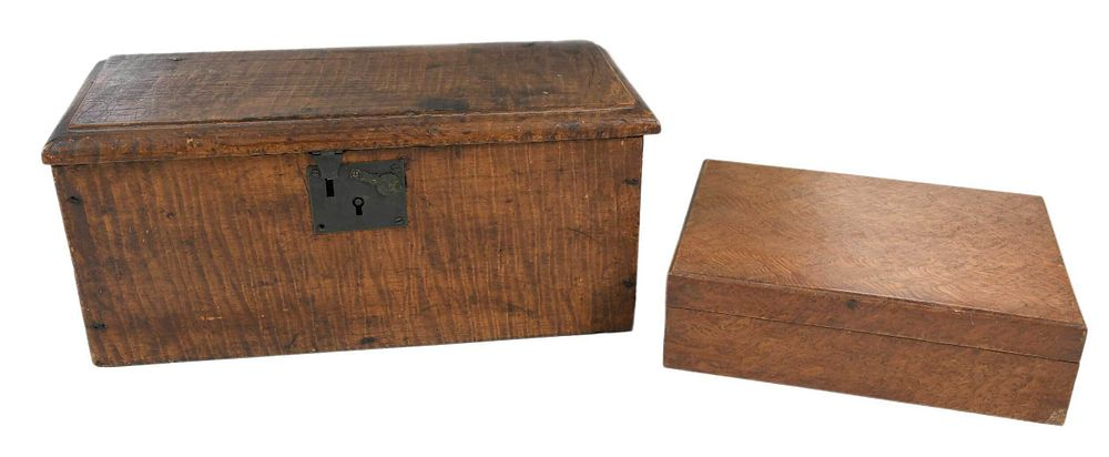 Two Lidded Maple Wood Boxes American 19th early 20th century