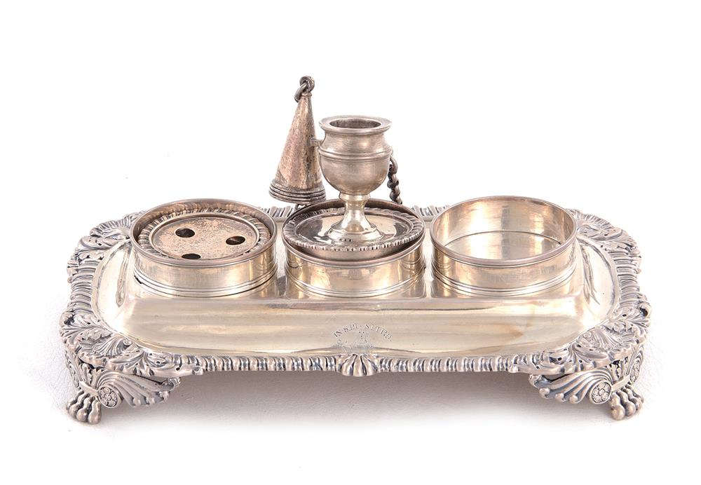Regency sterling presentation ink stand Eames Barnard London dated 1814