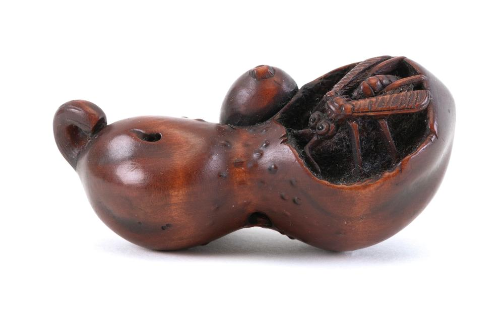 JAPANESE WOOD NETSUKE BY GEKKA JAPAN 19TH CENTURY LENGTH 2
