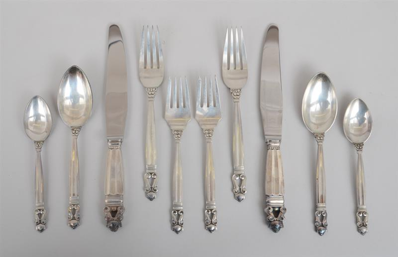 GEORG JENSEN SILVER 48 PIECE FLATWEAVE SERVICE FOR EIGHT IN