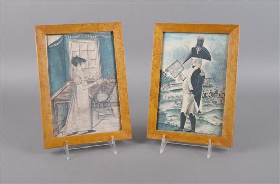 Two Figural Prints Height 9 3 4 x width 7