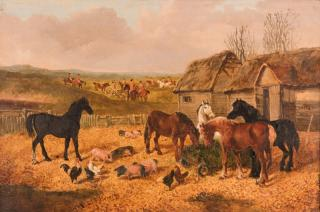J F Herring Jr o c Hunt and Barn Scene