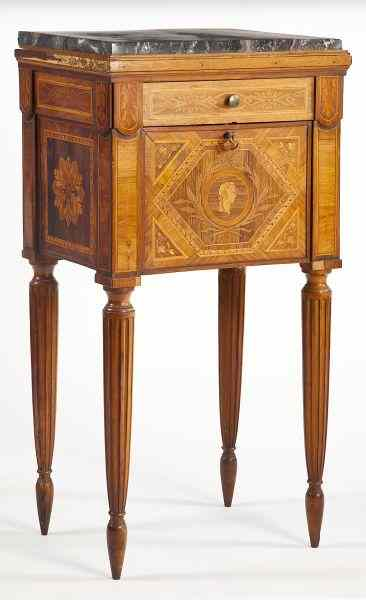 Diminutive Continental Inlaid Commodelate 18th century likely North Italian fruitwood