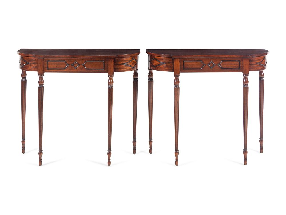 A Pair of Regency Style Mahogany Console Tables A Pair