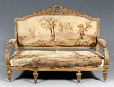 Nine piece French salon suite Louis XV style comprising two