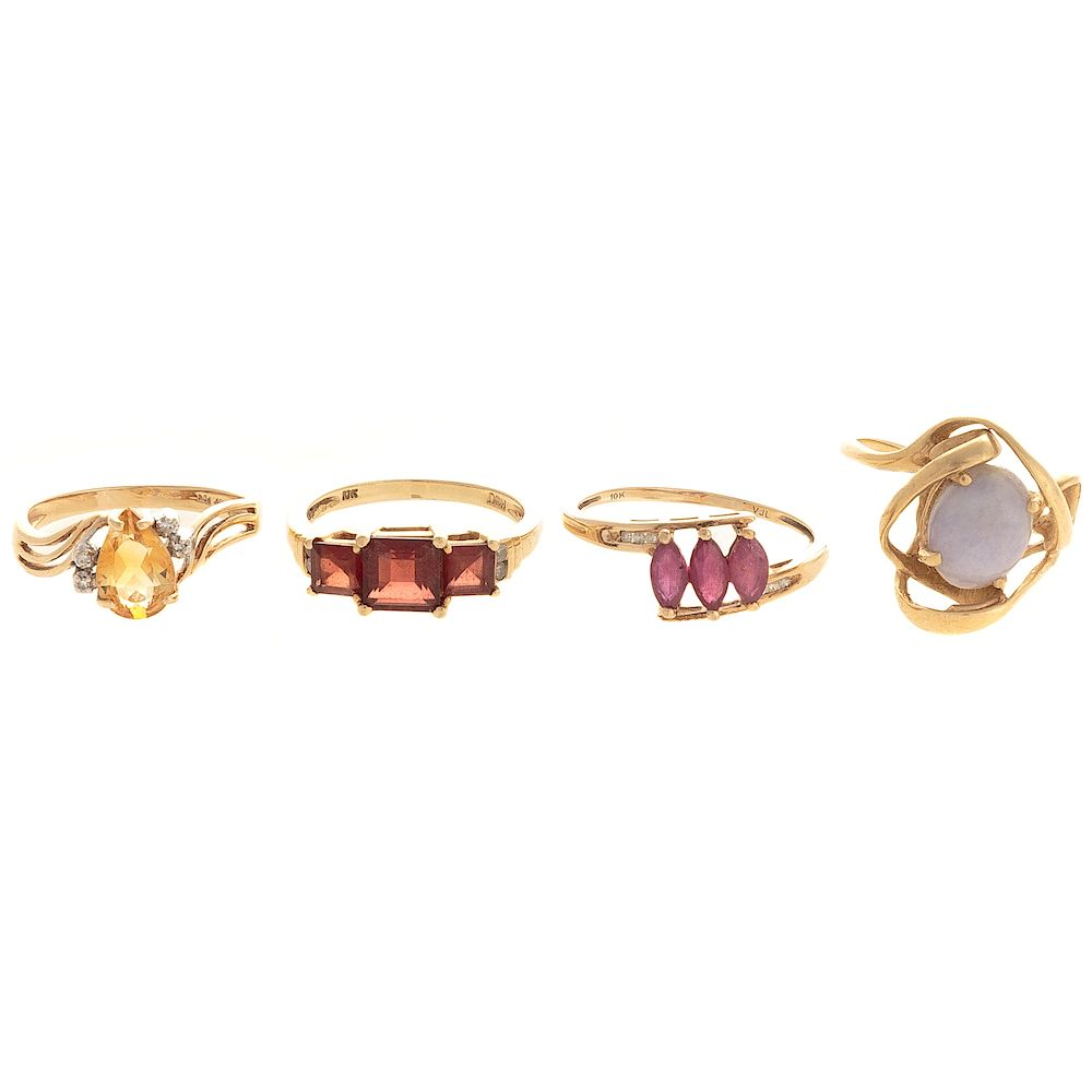 A Collection of Ladies Gemstone Rings in Gold 14K yellow