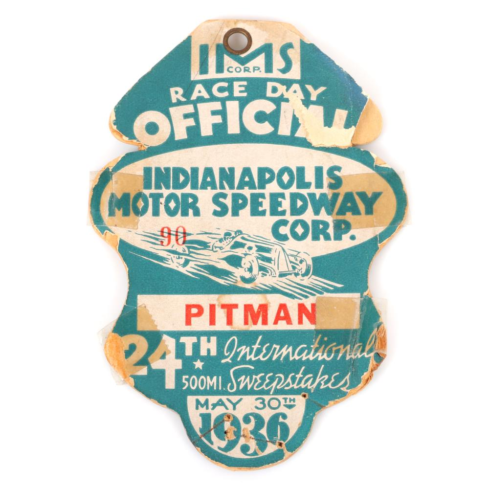 1936 INDIANAPOLIS 500 PITMAN PASS1936 Indianapolis 500 Pitman Pass 1936