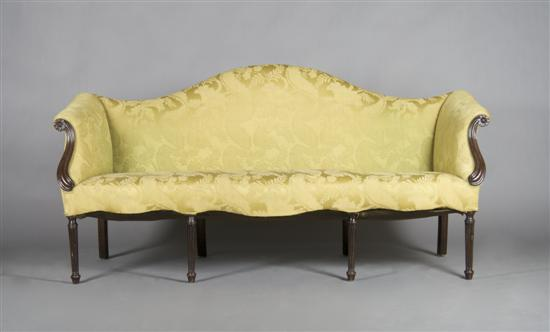A Victorian Camel Back Sofa Height 36 x width 74