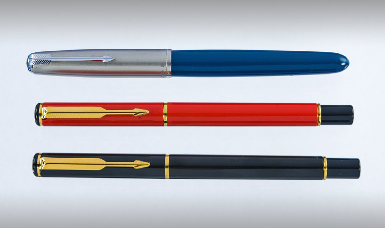 Three Parker Pens A Parker Rialto in Black A Parker