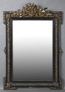 French Ebonized Gilt and Gesso Louis XVI Style Ov French