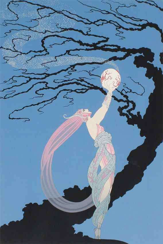 ORIGINAL ERTE SERIGRAPH FIREFLIES Sight size 29 x 20 1
