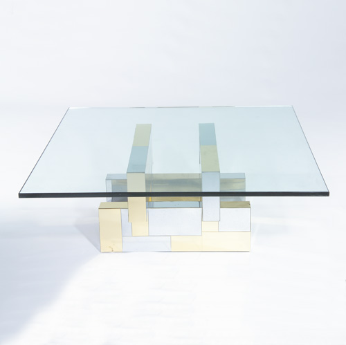 PAUL EVANS Cityscape coffee table with a square plate glass