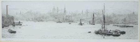 WILLIAM LIONEL WYLLIE R A BRITISH 1851 1931 LONDON FROM