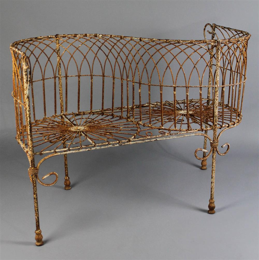 VINTAGE WIREWORK TETE A TETE GARDEN SEAT substantially made with