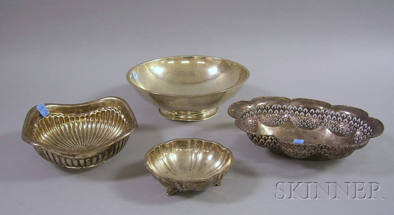 Four Silver Serving Bowls a Reed Barton footed dish a