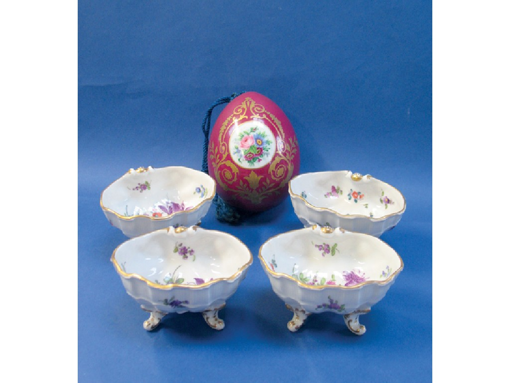 A SET OF FOUR BUEN RETIRO SHELL SHAPED TABLE SALTS