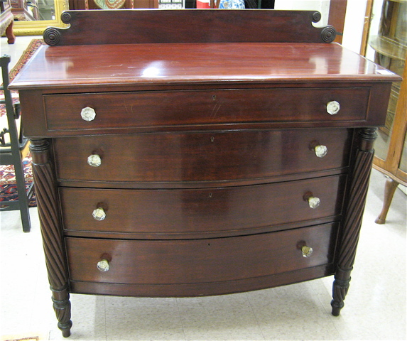 MAHOGANY BOW FRONT CHEST OF DRAWERS Empire Revival style American
