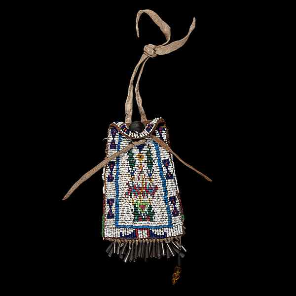 Northern Plains Beaded Hide Strike a Light sinew sewn on