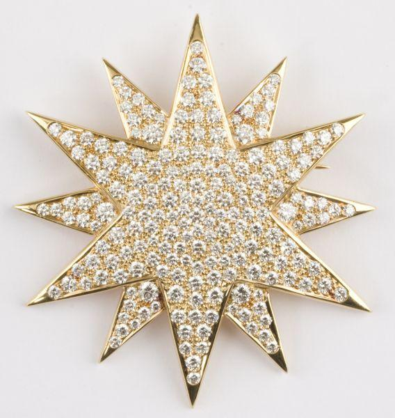 18 KT Yellow Gold Star Brooch hand fabricated star brooch