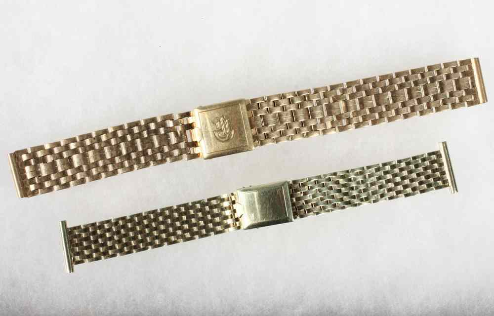 WATCH BANDS A 14K rose gold flat link gent s